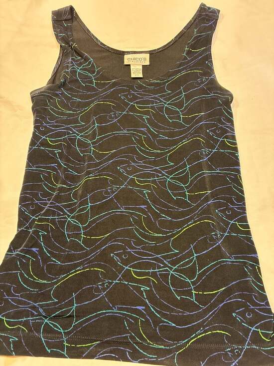 Chico's Tops - Chico's Travelers 2-Piece Tank & Cardigan Set Abstract Wavy Print Size 0